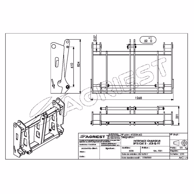 Interface chargeur 3 pts cat2-jcb q-fit
