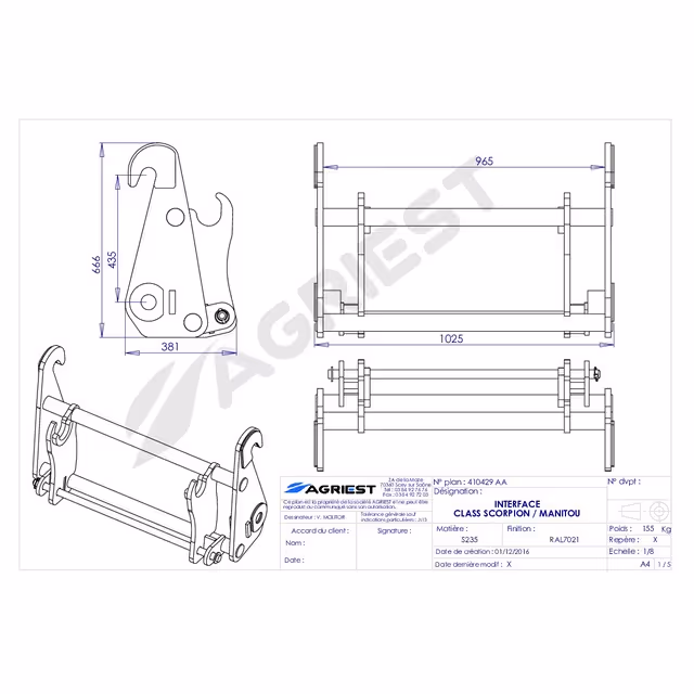 Interface chargeur claas scorp-manitou