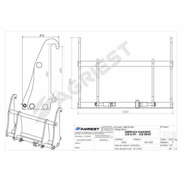 Interface chargeur jcb q-fit-jcb etroit