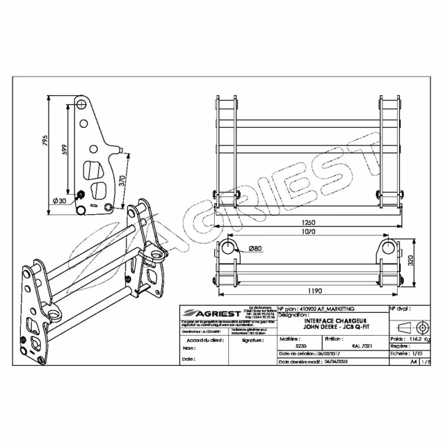 Interface chargeur john deere-jcb q-fit / jcb q-fit r