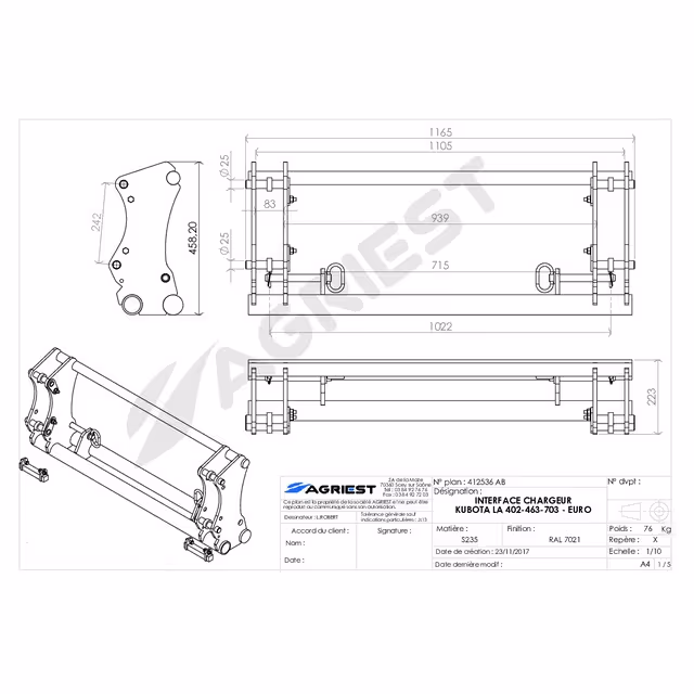 Interface chargeur kubota la 402-463-703 -euro