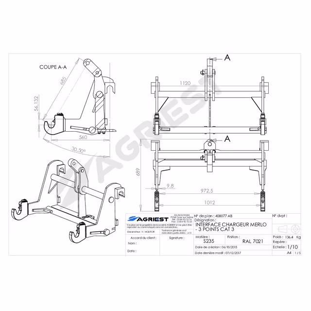 Interface chargeur merlo-3 pts cat3