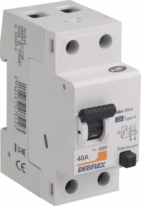 INTERRUPTEUR DIFFERENTIEL 2P 30MA 40A TYPE A GRIS CLAIR
