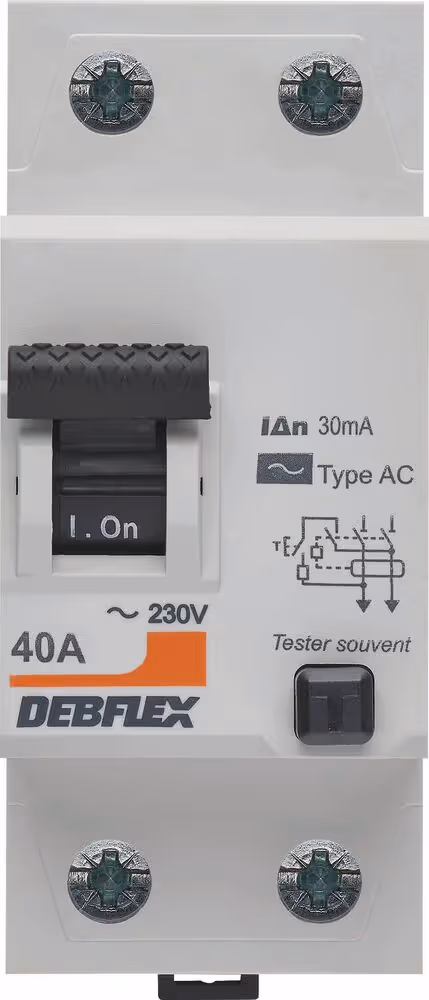 INTERRUPTEUR DIFFERENTIEL 2P 30MA 40A TYPE AC GRIS CLAIR