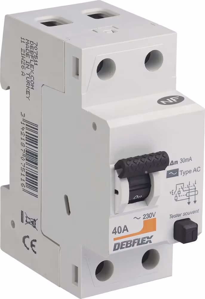 INTERRUPTEUR DIFFERENTIEL 2P 30MA 40A TYPE AC GRIS CLAIR