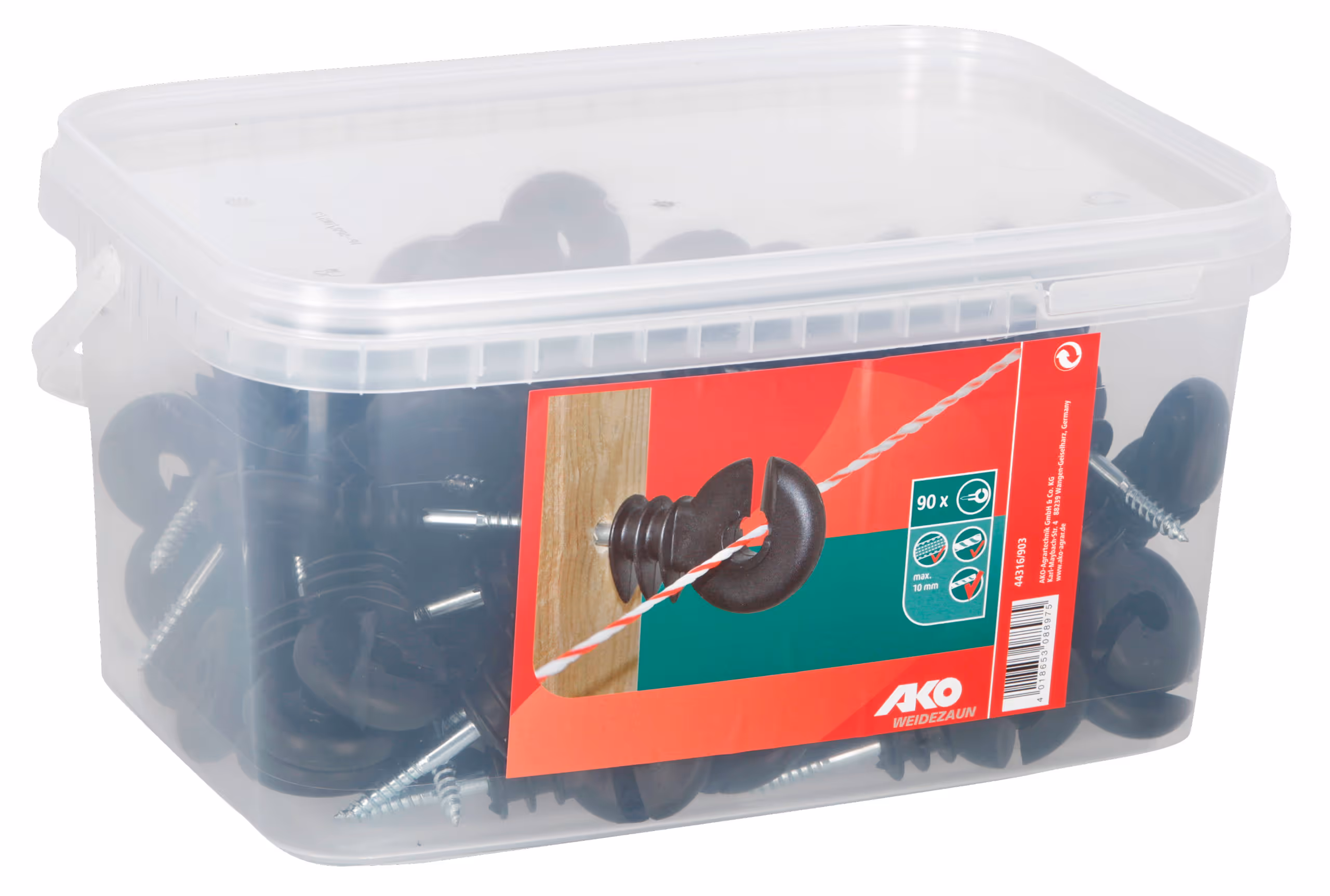 Isolateur annulaire compact noir, vis 6mm, seau de 90 pcs