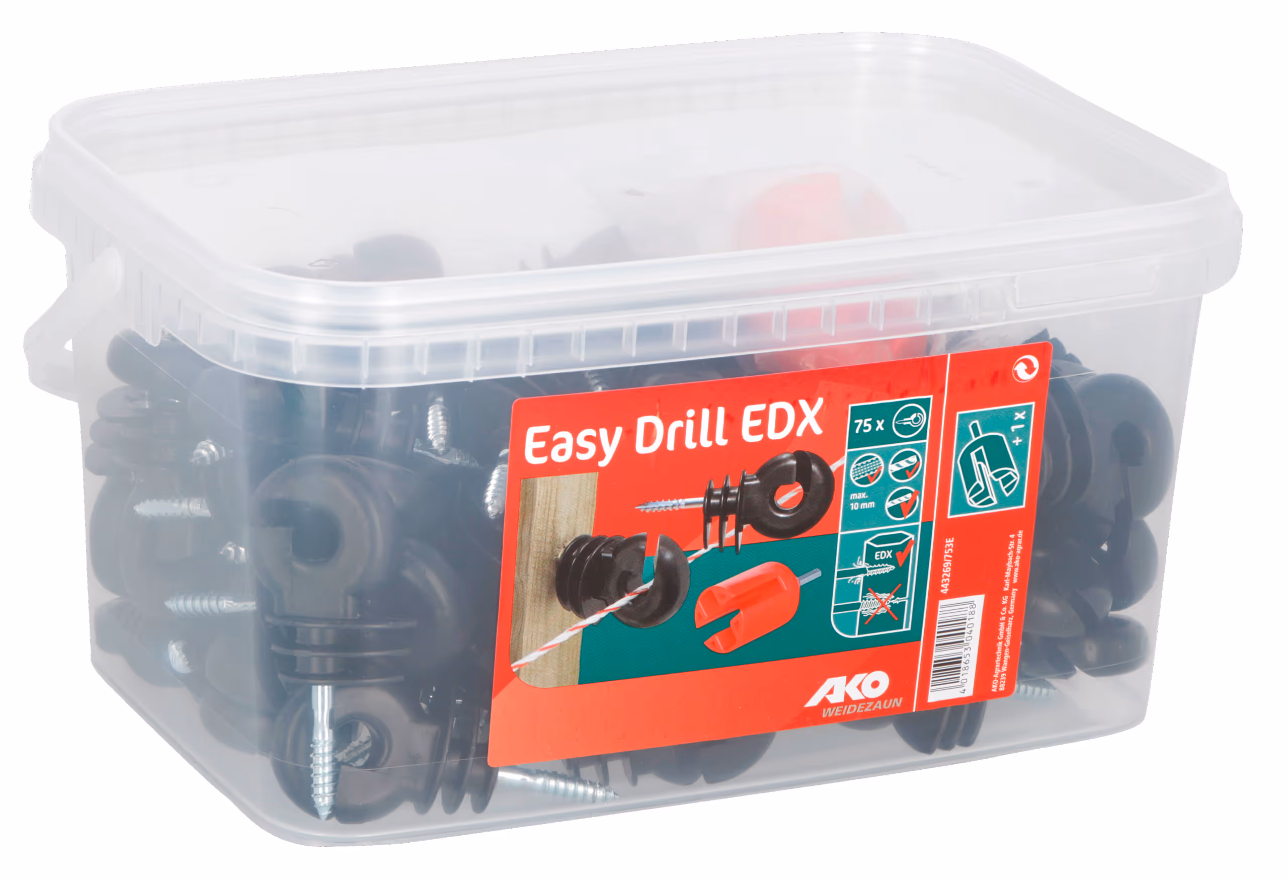 Isolateur annulaire EasyDrill EDX, noir, seau de 75pcs + embout