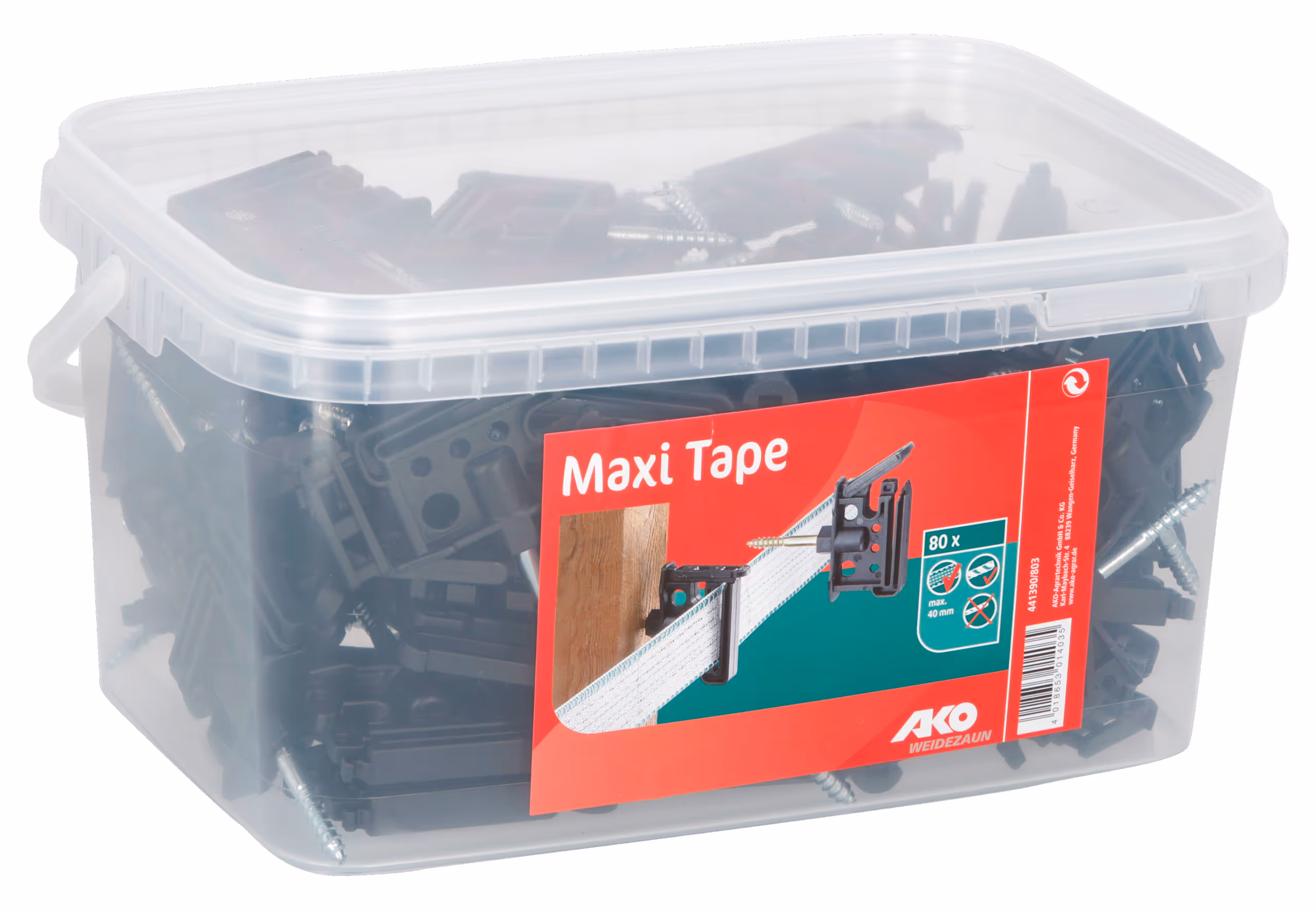 Isolateur clip Maxi Tape noir, vis 6mm, 80pcs