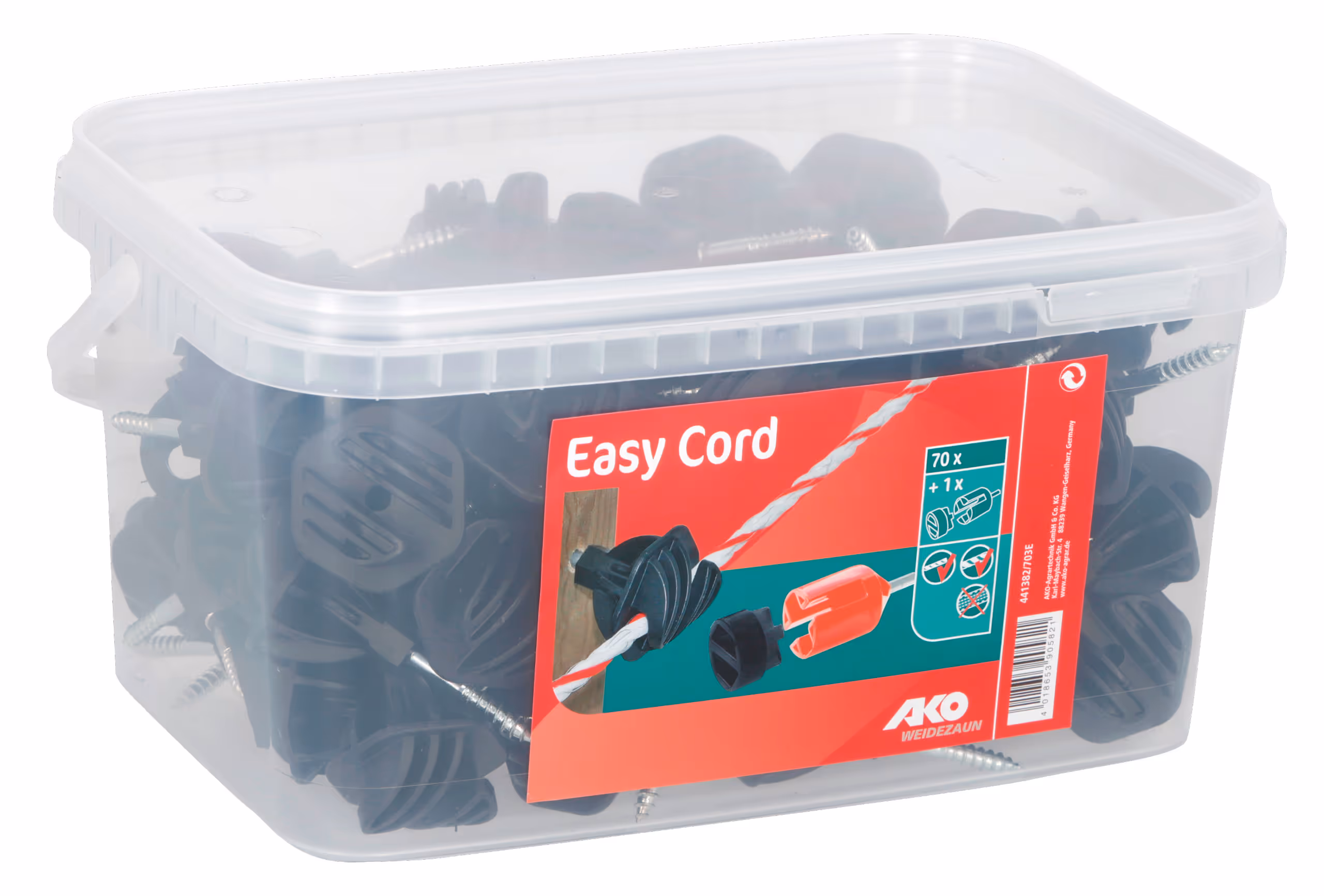 Isolateur EasyCord noir, jusqu'à 8mm, 70pcs