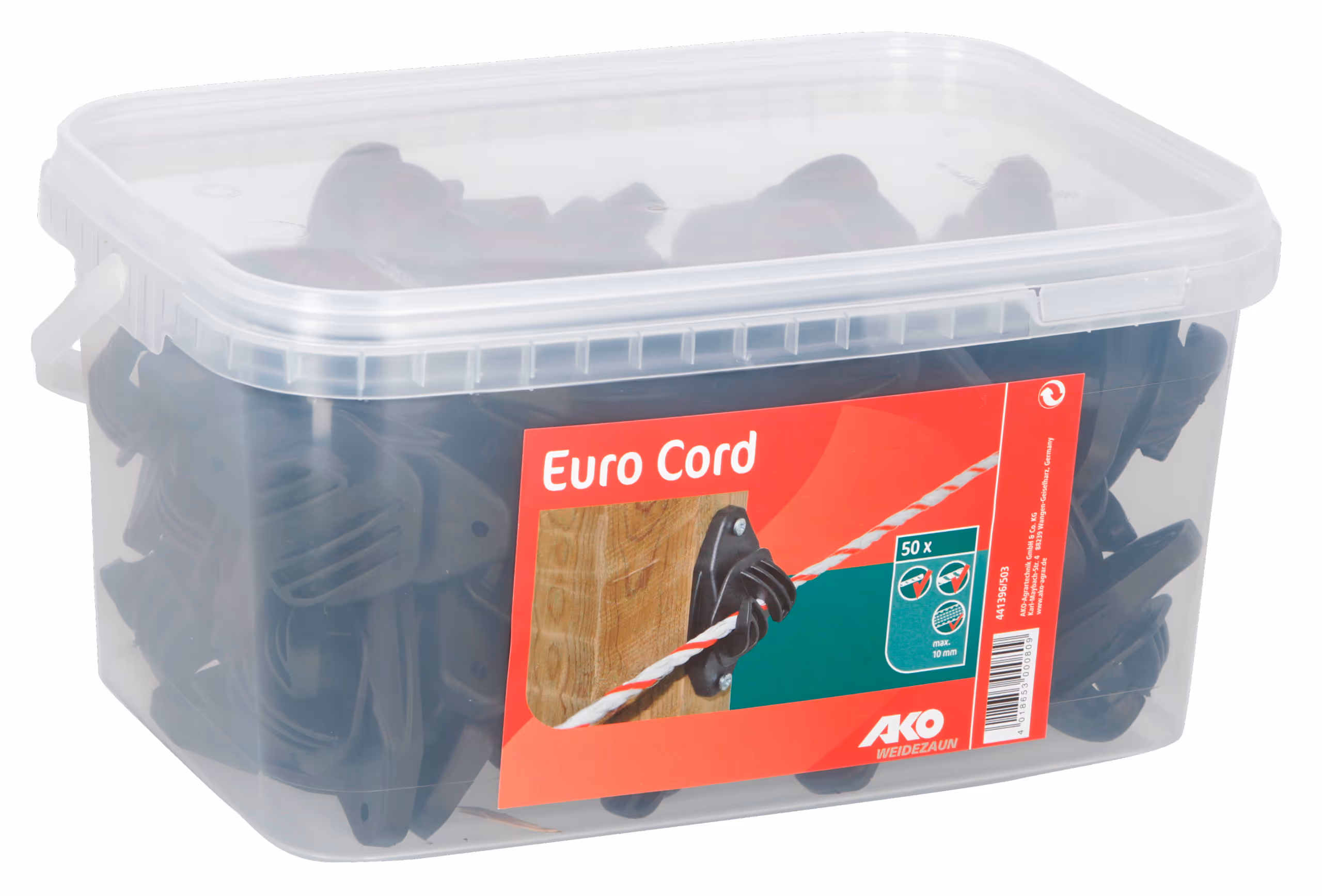 Isolateur EuroCord noir, jusqu'à Ø8mm, 20pcs