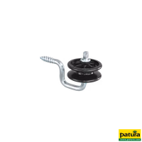 Isolateur poulie d'angle pour piquets en bois avec filetage à bois, noir, les 6