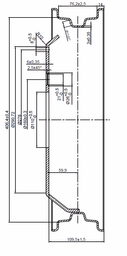Jante pour pneus 4.00 x 16 ou 4.50 x 16