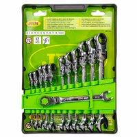 Jeu de 12 clés mixtes a cliquet articulées