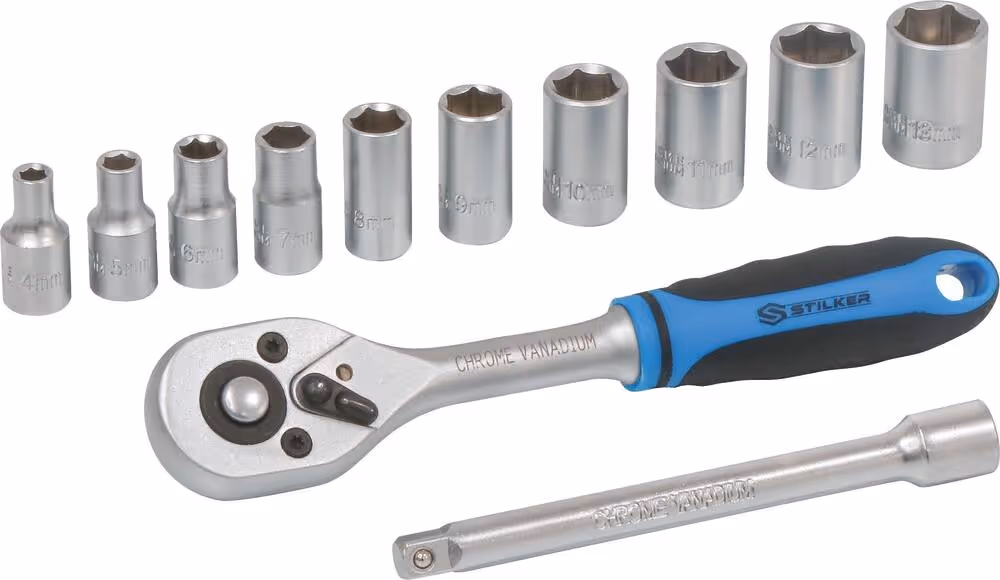 JEU DE 12 PCS - DOUILLES 1/4"