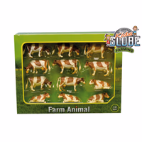 Jeu de 12 vaches pies rouges