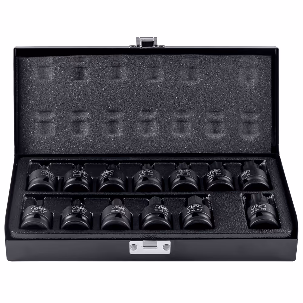 Jeu de 13 douilles à choc de 1/2" 6 pans et torx