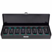 Jeu de 8 douilles à choc hex. avec double position (fixe/articulé)