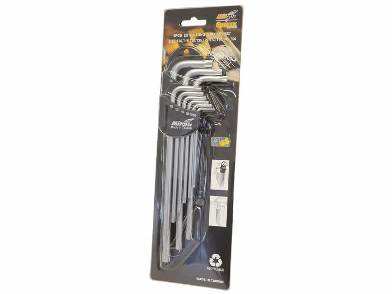 Jeu de clés mâles TORX longues (9 pièces)