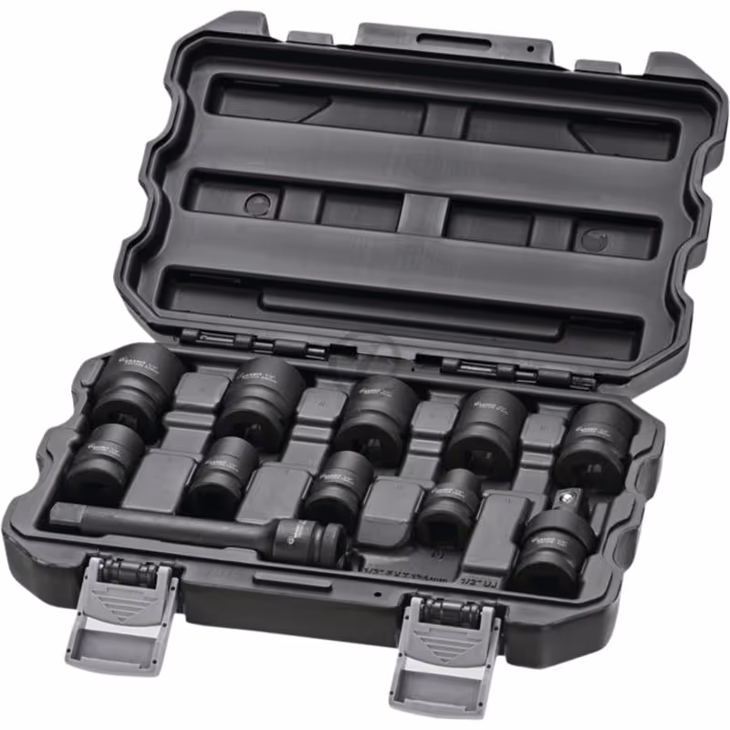 Jeu de douilles à chocs 1/2"", 6 pans, 11 pièces