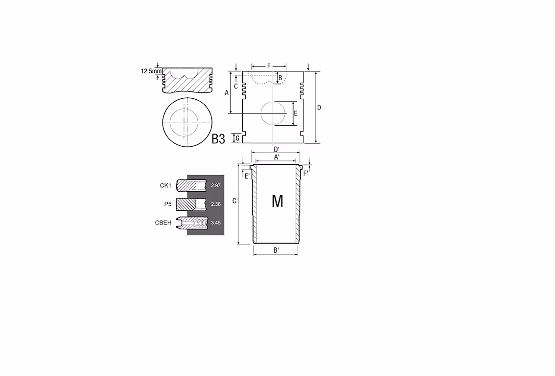 Jeu de révision moteur 4239D, 4239T 4 cylindres John Deere adaptable