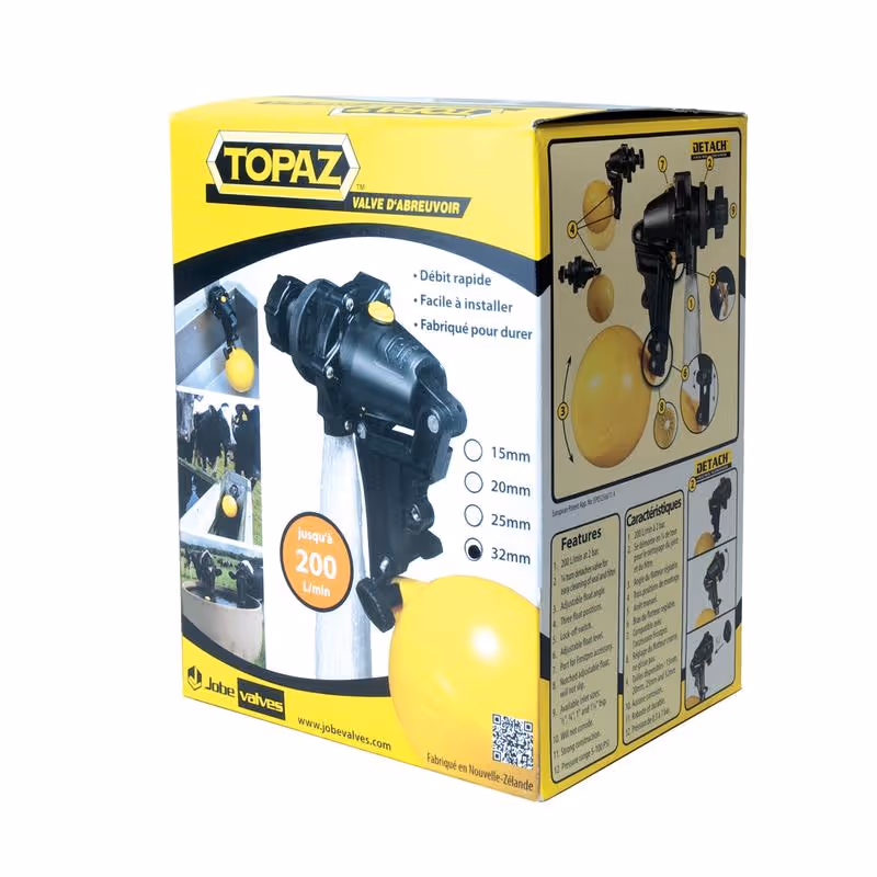Valve à flotteur 1''1/4 Ø32mm pour abreuvoir & cuve Jobe Topaz