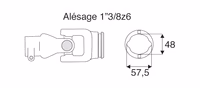 Joint de cardan complet Cr.27x75 1"3/8 6 c. Tube 48 x57.5 mm