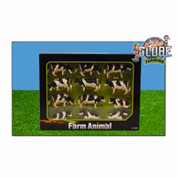 Jouet 12 vaches couchées et debout, noir/blanc