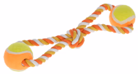 Jouet à tirer avec balles coton, orange/jaune, 34cm