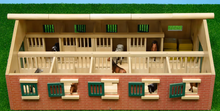 Jouet Écurie, en bois avec 10 boxes 1:32