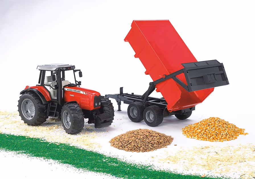 Jouet tracteur Massey Ferguson 7480 avec remorque Bruder
