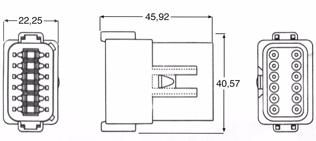 Kit 1 connecteur femelle 12 voies serie dt - etanche