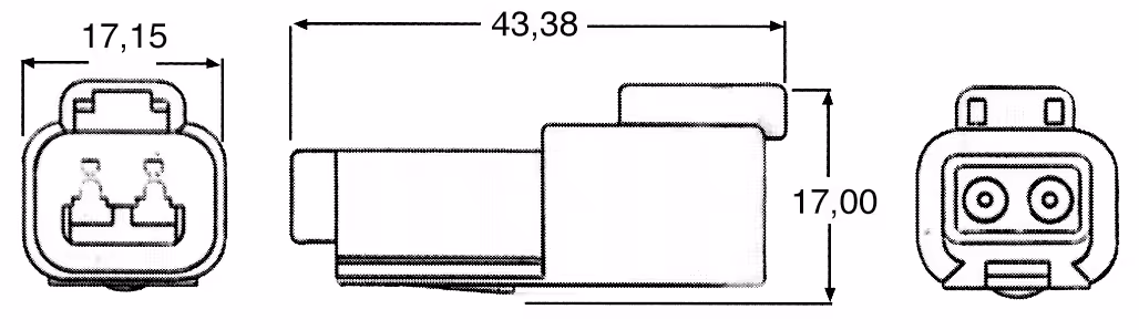 Kit 1 connecteur femelle 2 voies serie dt - etanche