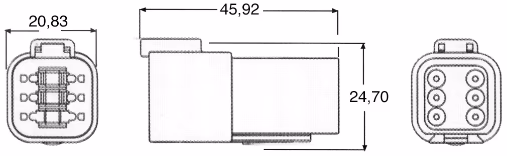 Kit 1 connecteur femelle 6 voies serie dt - etanche