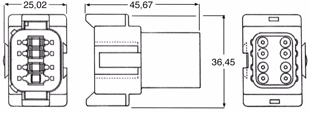 Kit 1 connecteur femelle 8 voies serie dt - etanche