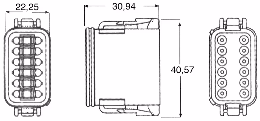 Kit 1 connecteur male 12 voies serie dt - etanche