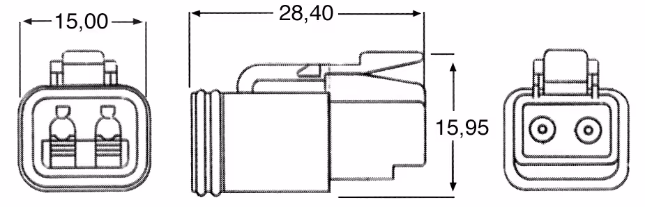 Kit 1 connecteur male 2 voies serie dt - etanche