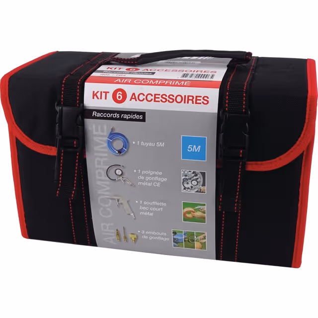 Kit 6 accessoires soufflette poignee de gonflage tuyau raccord rapide tb4