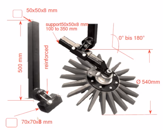 Kit bineur viti 540 mm rouge Rigide Kress