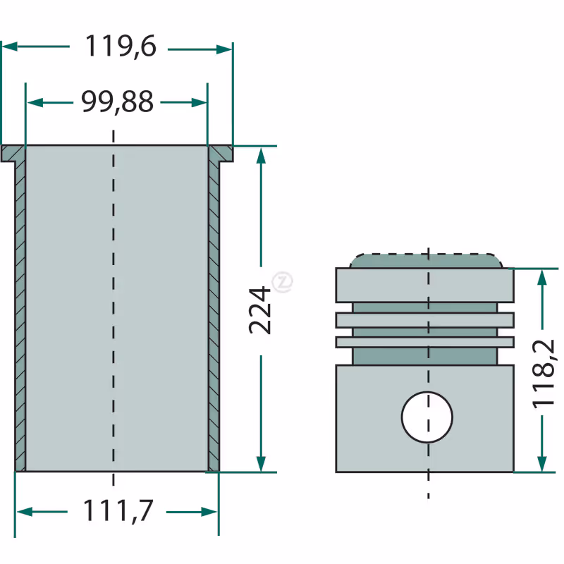 Kit chemise piston, complet  4 pièces # Super Major