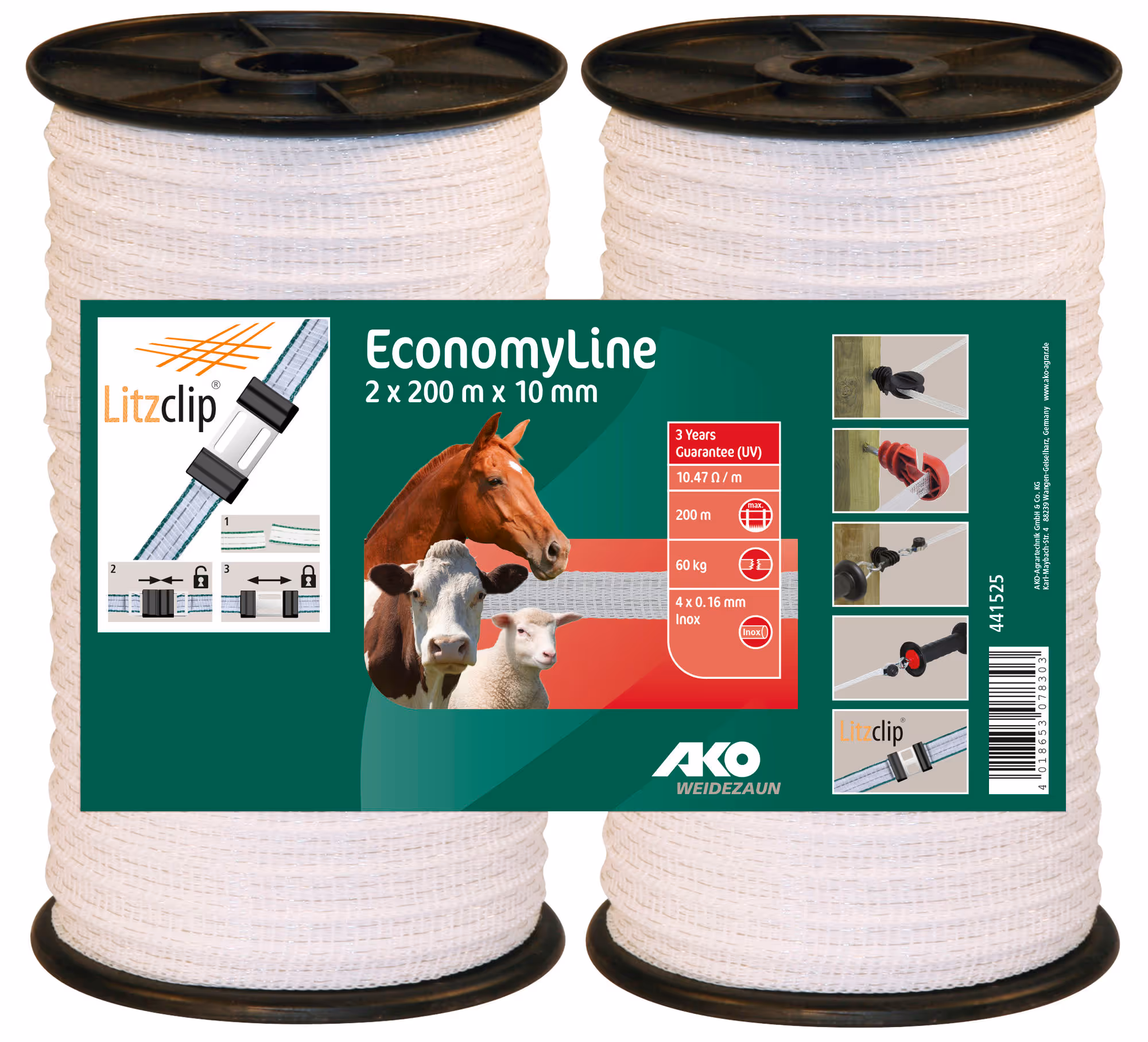 Kit de deux ruban de clôture blanc 2x200m economyline