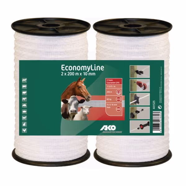 Kit de deux ruban de clôture blanc 2x200m economyline