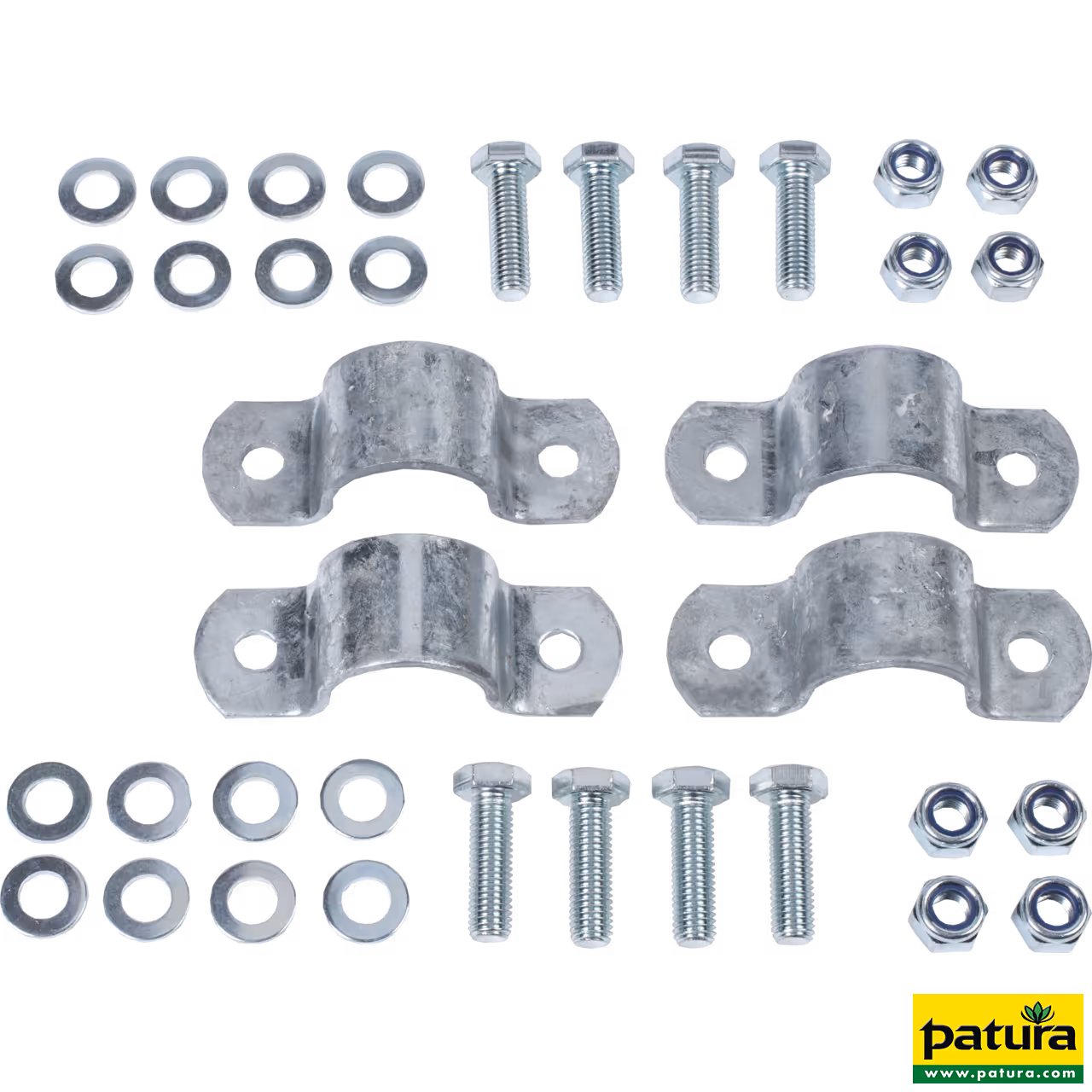 Kit de montage pour brosse à veau réf. 334049 sur panneau d'herbage ou tube 42 mm, 4 x brides, vis, écrous incl