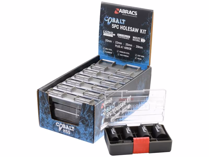 Kit de scie cloche en cobalt 5 pièces - 20mm, 22mm, 25mm, 29mm et A1 Arbor