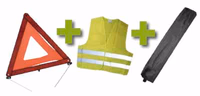 Kit de sécurité + pochette minie noir + gilet fluo + triangle de presignalitsation