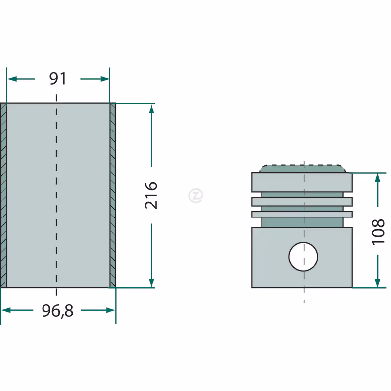 Kit moteur, cylindrées + joints  3 pièces, pochette de joints incluse, (à partir du N° de moteur 1935854), chemise en fonte