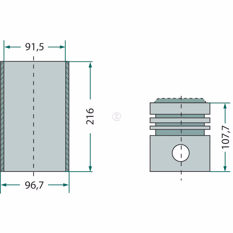 Kit moteur, cylindrées + joints  3 pièces, pochette de joints incluse  (jusqu'au N° de moteur 1935853),  chemise en chrome