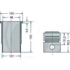 kit piston, chemise, segments, axe / moteur Deutz BF 6M 2013C