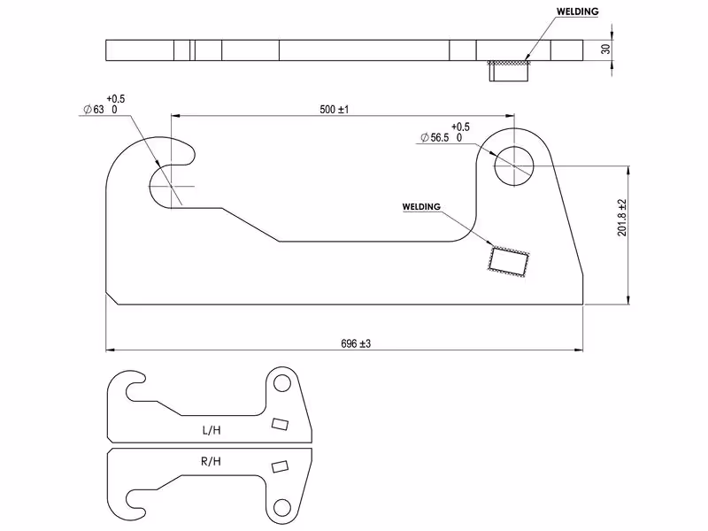 Kit plaque d'adaptation G/D, Remplacement pour: CAT