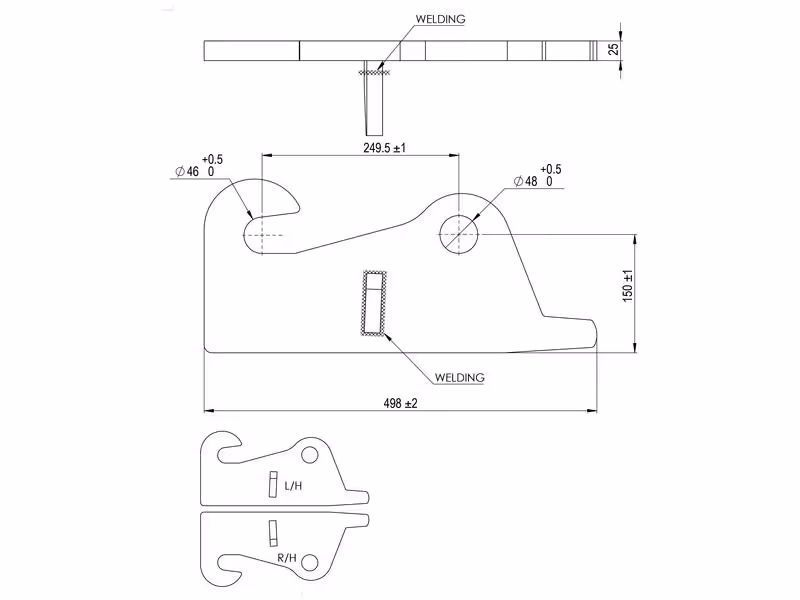 Kit plaque d'adaptation G/D, Remplacement pour: JCB Tool Carrier