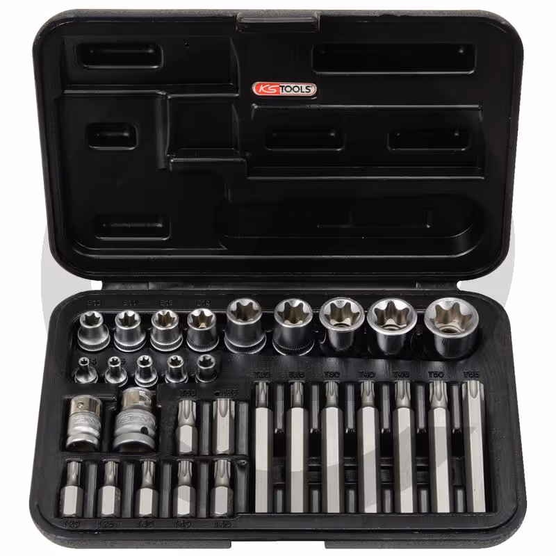 KS Tools 1/4"-1/2" Coffret de douilles et douilles tournevis TX, 57 pcs.